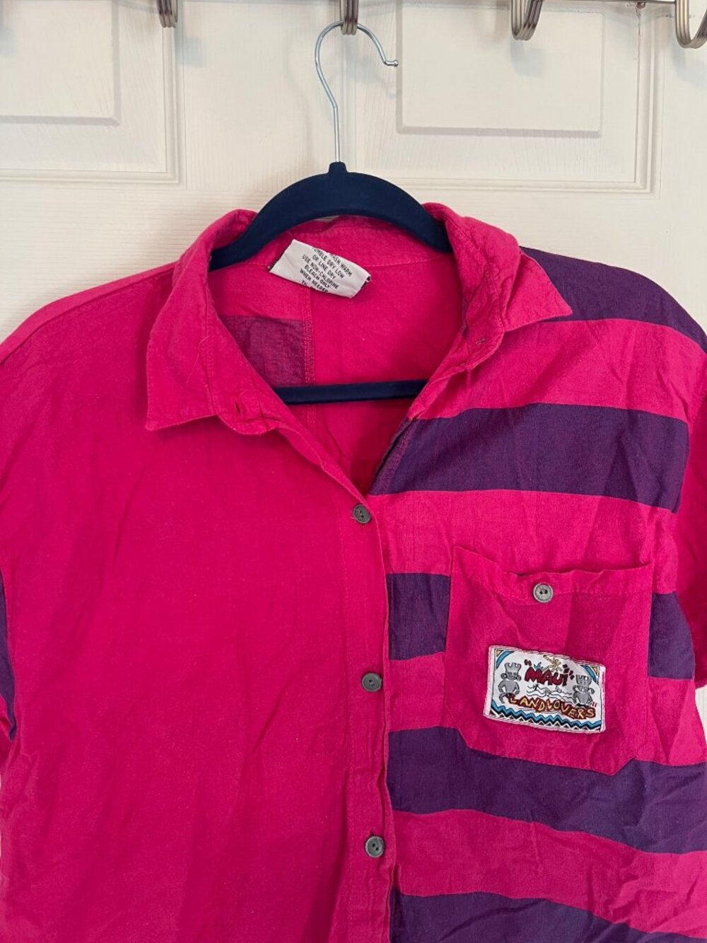 Vintage 80's International Outlook Color Block Button Down Shirt Large - Picture 2 of 9